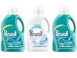 PERWOLL Flüssig-Set 3x 27 Waschladungen (81WL) 2x Sport & 1x White, Hygiene Waschmittel reinigt sanft, entfernt schlechte Gerüche & Feinwaschmittel erneuert Weiß und Fasern