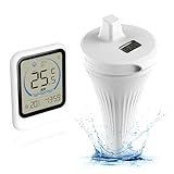 WANDGU Funk Poolthermometer: IP67 Pool-Thermometer, Temperatur Luftfeuchtigkeit Monitor, Wlan Pool Thermometer, Wireless Digital Pool Thermometer für Schwimmbäder, Badewannen, Fischbecken, Teich