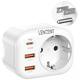 LENCENT Reiseadapter Netzadapter USA Adapter Amerika Deutschland Stecker, mit 2 USB QC3,0 + 1 Typ-C PD Anschlüße, Typ B Reisestecker Stromadapter für USA Amerika Kanada Mexiko Steckdose