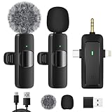 HMKCH Kabelloses Lavalier Mikrofon für iPhone/Android Telefon/Kamera/Computer/Laptop, Professionelles Mini Ansteckmikrofon mit USB-C/3,5 mm/USB-Stecker für Videoaufzeichnung, Vlog, YouTube, TikTok