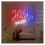 WELSAA Hängende Kunst-Leuchtreklamen Hair Salon Neonschild LED-Licht Für Schönheits- Und Make-up-Raum Friseursalon Hängende Wandkunst Dekoration USB-betrieben 40cmx24cm(D)