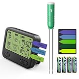 VODESON Pflanzenfeuchtigkeitsmesser mit 200ft RF Wireless Wasserdicht&LCD-Display für Feuchtigkeit,Temperatur,Sonnenlicht Zeit,ideal für Garten,Landwirtschaft,Rasenpflege-Überwachung von Außenpflanzen