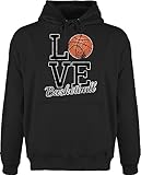 Hoodie Herren Pullover Männer - Trikot Ersatz Training - Love Basketball - 5XL - Schwarz - basketballer korbball fun-kapuzenpullover basketballspiel i pullis für fans ich liebe hoodies hoody pulli