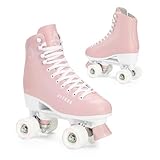 ATTABO Damen Rollschuhe Serena Größe 41 EU Größenverstellbar ABEC-3 Aluminium Skate Leder Obermaterial Zehenschutz Sicheres Bremsen Präzisionspassung 82A Räder