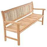Divero 3-Sitzer Gartenbank Monza aus Teak-Holz, unbehandelt – Länge: 180 cm – Farbe: Natur-Braun