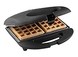 Bestron Brüsseler Waffeleisen im Retro Design, Waffelmaker für 2 belgische Waffeln, mit Antihaftbeschichtung & Backampel, 700 W, Farbe: Matt Schwarz