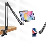 PhieeSeriy Tablet-Halterung für Bett mit flexiblem Aluminiumarm, Tablet-Ständer für iPad 4-12,9 Zoll Handys/Tablets, Tablet-Halterung mit Metallbasis, Handyhalterung für Bett für iPhone,
