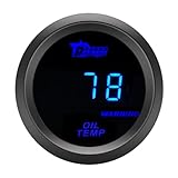 ETOPARS Universelle Auto Öltemperaturanzeige 2Zoll 52mm Auto Öltemperatur Messgerät Digitales Celsius Öl Temperatur Anzeige Öltemp Blau Lichtanzeige Instrument Rauchtönung Len