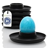 idea-station Eierbecher schwarz aus Plastik 6 Stück - schwarz matt - bruchsichere Eierbecher Camping aus Kunststoff - Eierhalter mit praktischer Ablage und Überlaufschutz