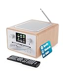 Internetradio mit CD Player & DAB Plus | Küchenradio mit Bluetooth & FM Radio | Digitalradio WLAN mit Spotify Connect, Podcasts | EQ, Farbdisplay, Inklusive Fernbedienung | MAJORITY Homerton (Eiche)