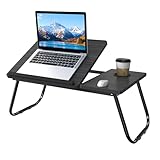 FIVMEN Laptoptisch Winkelverstellbar Betttisch Betttablett Klappbar mit Laptop-Ständer und Cup Slot Frühstückstablett Notebooktisch Laptopständer aus MDF für Sofa Bett Couch 56x33 cm, Schwarz
