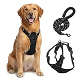 Anti-Zieh-Geschirr Hund, 2026 Antiziehgeschirr mit Step-in Design, Verstellbare Atmungsaktiv & Gepolstert Hundegeschirr für Entspanntes Spazierengehen, Kontrolle Ohne Ziehen (Schwarz, L)