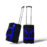 Urban London Faltbare Reisetrolley-Tasche mit Rollen, leicht, 600D, Handgepäck, für Business und Urlaub, langlebiges Gepäck, 50,8 - 101,6 cm, schwarz / blau, 140, Reisetasche mit Rädern