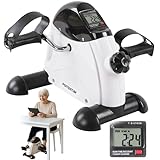 PORTENTUM Pedaltrainer für Senioren mit LCD-Display 6 Funktionen – Beintrainer im Sitzen kompakt mit einstellbarem Widerstand und Tragegriff – Tragbares Design als Mini Heimtrainer für Zuhause