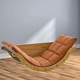 Übergroßer Schaukelstuhl mit hoher Rückenlehne und Kissen, bequemer gepolsterter Schaukelstuhl für Schlafzimmer, Wohnzimmer und Außenbereiche