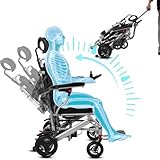 WEYRAL 2025 Neu Elektrorollstuhl Faltbar Leicht, 2 * 12AH Rollstuhl Elektrisch Faltbar,Liegender Rollstuhl,Mit Teleskopdeichsel,40KM Rollstuhl Elektrisch, Flugzeugzulassung