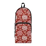 OWFKAY Federmäppchen aus Papier, traditionelles chinesisches Muster, großes Fassungsvermögen, 3 Fächer, Stifttasche, Reißverschluss, Schreibwarentasche für Studenten, Büro, Arbeit, Schreibwaren