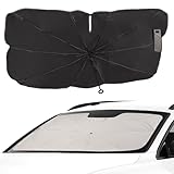 OVOISSTIY Sonnenschutz Auto Frontscheibe, 145x80cm Faltbar Auto Windschutzscheibe Sonnenschirm, Front-Sonnenschutz Regenschirm Innen Für Auto UV Schutz Sonnenschirm für Meisten Autos SUVs