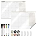 Lebenskompass® Flexiplan - Selbsthaftender Wochenplaner abwischbar - Whiteboard Planungstafel haftend auf allen glatten Oberflächen - undatierter Wandkalender Planer inkl. Sticker & Stiften