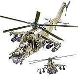 Tarcury MI-24 Angriffshubschrauber-Bausatz - 893 PCS 1:30 Maßstab Militär Gunship Modell, Schlachtziegel WW2 Armee-Spielzeugset mit 3 Spielzeugsoldaten