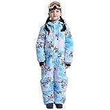 LSHDCER Jungen Schneeanzug Skianzug Mädchen Einteiler Ski Overall Wasserdicht Winter Warm Outdoor Outfit, Himmelblauer Bär, 2 Years