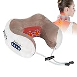 Nackenmassagegerät, Quellsotty Massagegerät Nacken mit Knetfunktion, Elektrische U-förmiges Massagekissen für Nackenentspannung und Schmerzlinderung, Kabelloses Nackenmassagegerät für Zuhause und Büro