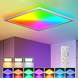 BLNAN LED Deckenleuchte RGB Dimmbar mit Fernbedienung, 24W Deckenlampe Panel mit Farbwechsel,3000K-6500K 2400lm Modern Quadrat Lampe für Wohnzimmer Schlafzimmer Kinderzimmer Badezimmer-Weiß,30x2.5cm