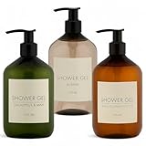 MIJOMA Duschgel 3er Set 750ml – Jasmin, Eukalyptus & Minze, Salbei & Sandelholz – Pflegedusche im Spender – sanft, aromatisch, vegan, unisex
