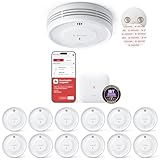 X-Sense Smart Rauchmelder WLAN mit Magnethalterung, Feuermelder vernetzt, austauschbare Batterie, mit Basisstation SBS50, App-Funktion, XS0D-MR121