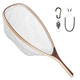 SF Fliegenfischer Kescher Weicher Gummi Holzrahmen Kleinlochnetz Forellenfischernetz Fangen und Freigeben Release Kombinationskit mit Schwarz Magnet