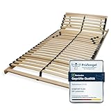 Sleepneo Lattenrost 90x200, Kopfteil verstellbar, Ergonomischer 7-Zonen-Lattenrost, Buchenholz, 28 Latten, Selbstmontage, hohe Traglast bis 150Kg