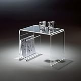 HOWE-Deko Hochwertiger Acryl-Glas Beistelltisch mit Zeitungsfach, klar, 48 x 32 cm, H 38 cmAcryl-Glas-Stärke 8 mm