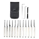 Leepesx Lock Picking Set,15 STÜCKE Lock Picking Set Edelstahl Lock Kit Praxis Training Lock Tool für Schlosser Anfänger und Profis