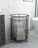 Metall-Wäschekorb mit Rollen, runder Netz, schmutziger Wäschekorb, Korb, Aufbewahrungskorb für Badezimmer, Wohnzimmer, Schlafzimmer oder Balkon (Farbe: B)