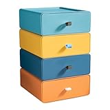 TIE-DailyNec 4 PCS Stapelbar Schubladenbox Desktop Storage Box Ablagefächer Stapelbar Stapelbarer Organizer für Make up Schubladen mit Großer Kapazität (4 Farben)