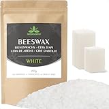 Waxcanpy Weiße Bienenwachs-Pastillen 200G, Kerzenwachs für die Kerzenherstellung, Bienenwachs für Kosmetische Produkte, Bienenwachs Bio für Kosmetik für Körper, Hautpflege DIY