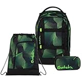 Satch Pack Schulrucksack Set 3tlg. inkl. Schlamperbox und Sportbeutel (Seismic Green)