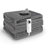 Taliyah Heizdecke mit Abschaltautomatik, Überhitzungsschutz Wärmedecke Heizdecke, 9 Temperaturstufen 5 Stunden Timer Heizdecke 130x180 cm Flanell, Waschbar Wärmedecke Elektrisch(Grau)