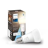 Philips Hue White E27 LED Leuchte 1-er Pack (806 lm), dimmbare LED Lampe für das Hue Lichtsystem mit warmweißem Licht, smarte Lichtsteuerung über Sprache und App