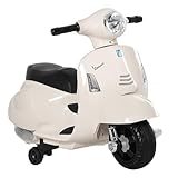 HOMCOM Elektro Kindermotorrad Vespa Elektromotorrad mit LED-Licht, Sound, Kinder Elektro Motorrad für Kinder von 18-36 Monate Weiß