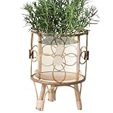 Rattan-Pflanzenständer – hohle und rustikale Rattan-Pflanzenhose | dekoratives Hockerregal mit Beinen, Blumenständer für Balkon