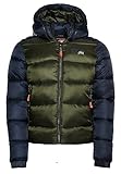 Superdry Herren Hood Colour Block Sport Puffer Jacke, Marineblau (Eclipse Navy/Dark Moss), M