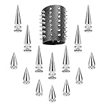 JUNMEIDO 130 Stück Ziernieten Punk Killernieten Set Killernieten zum Schrauben Nieten Spitz Metallic Spitznieten Edelstahl Zierniete Metall Schraubniete für kleidung Spitz,Leder,Taschen,Lederhandwerk