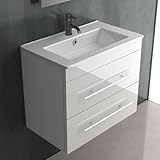 Alpenberger Waschbecken Badezimmer Waschtisch mit Unterschrank 60 cm Breit Hängend | Gäste WC Waschbecken mit Unterschrank Bad Möbel Modern Set | Kleiner Waschbeckenunterschrank Weiß