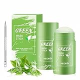 2 Stück Green Mask Stick, Green Mask Stick Deep Cleansing Smearing Green Tea Mask Stick Green Stick Mitesser Grüner Tee Entgiftende Reinigungsmaske Für Alle Hauttypen