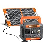 FlashFish 230Wh Tragbare Powerstation mit Solarpanel 60W, Solar Generator 300W(Spitze 600W) mit 2 DC-Anschlüsse, 4 USB-Anschlüsse, LED-Lichter, Notstromaggregat für Camping, Unterwegs,Stromausfälle