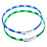 2 Stück LED Leuchthalsband Hund, LED Halsband Hund USB Aufladbar Haustier Sicherheit Kragen Längenverstellbareres Hunde Halsband mit 3 Beleuchtungsmodi für Hunde und Katzen