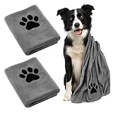 MigWoo 2 Stück Hundehandtuch, hundehandtuch extra saugfähig für Hunde und Katzen, 50x 100 cm Handtuch Hund, für Kleine Mittelgroße Große Hunde Oder Andere Haustiere