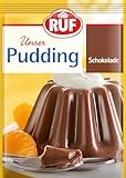 RUF Schokoladen-Pudding mit herzhaftem Kakao Aroma, glutenfrei und vegan, nur mit Milch und Zucker aufkochen, 3x41g