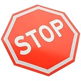 Baluue Verkehrsstoppschild Reflektierend 25X25cm Achtkantig für Traktoren und Baustellen Einfache Bedienung ohne Werkzeug